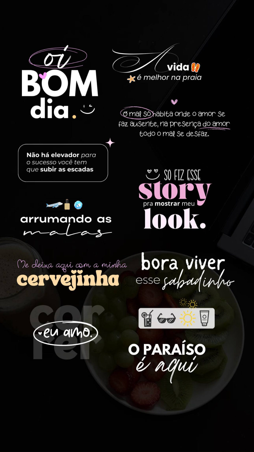 Figurinhas de bom dia, viagem e look