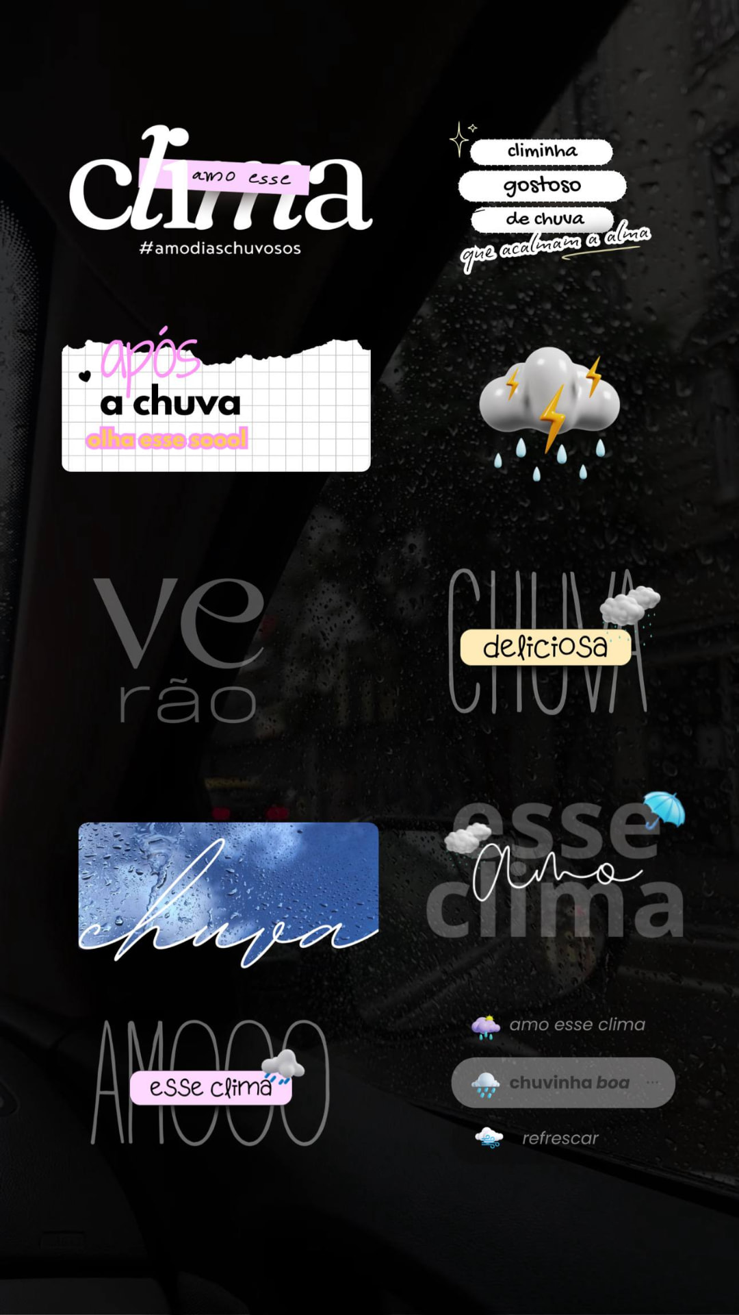 Figurinhas de clima e dias de chuva