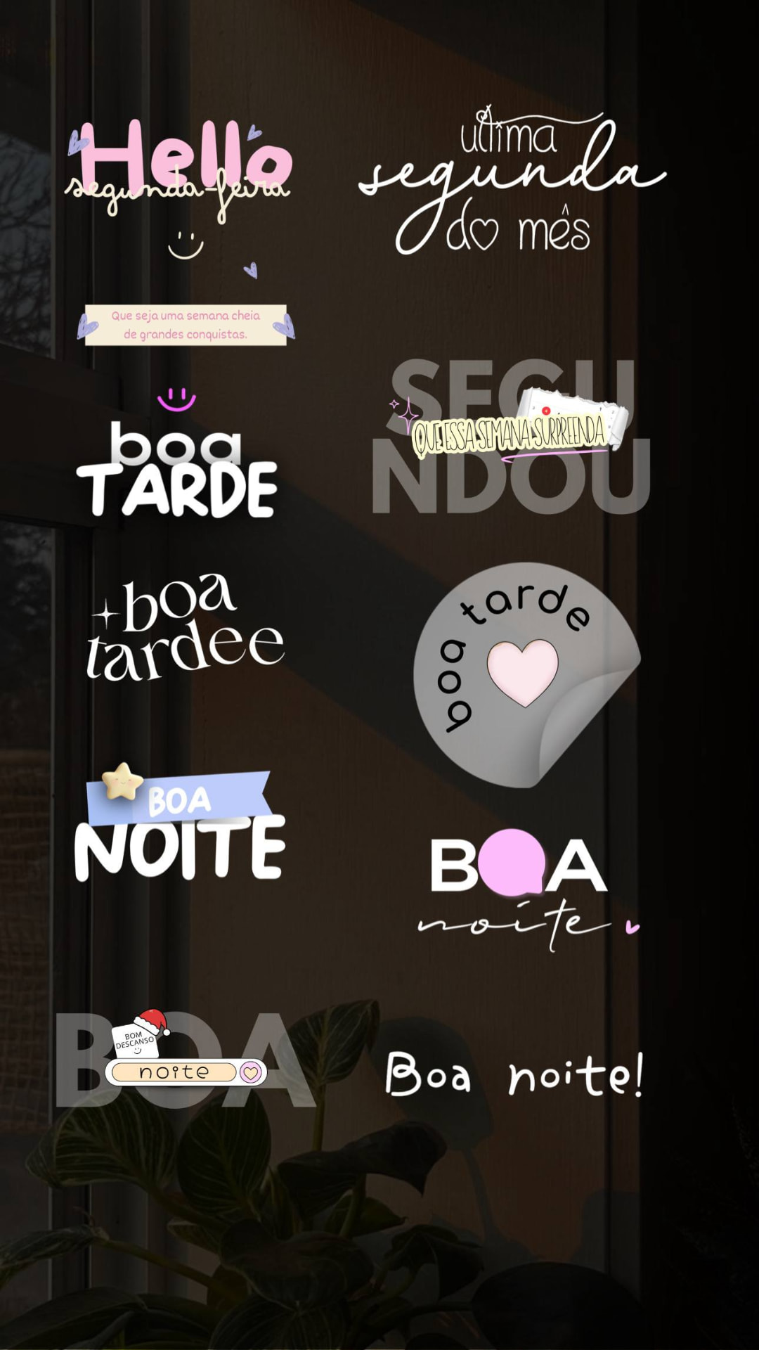 Figurinhas de bom dia, boa tarde e boa noite